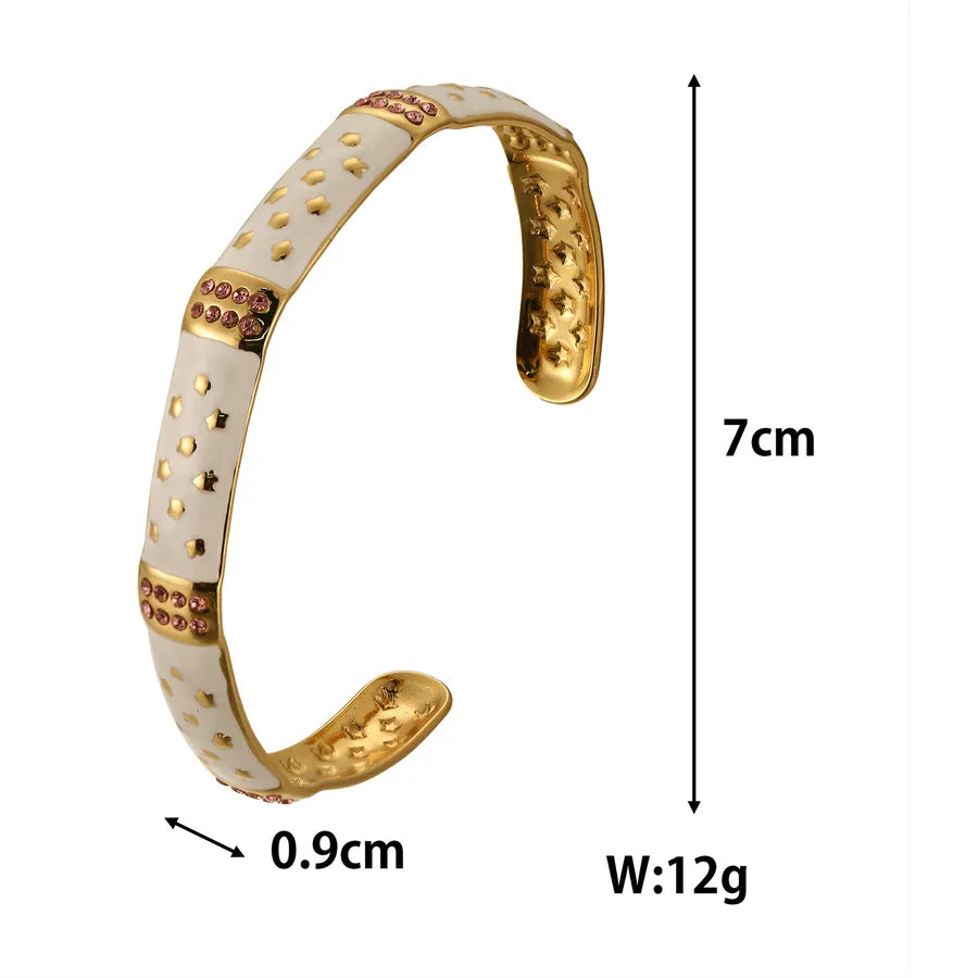 18K Gold Plated Emerald Bamboo Cuff Bracelet Gold 03 18k