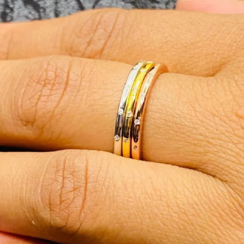 18K Gold Titanium Steel Geometric Ring