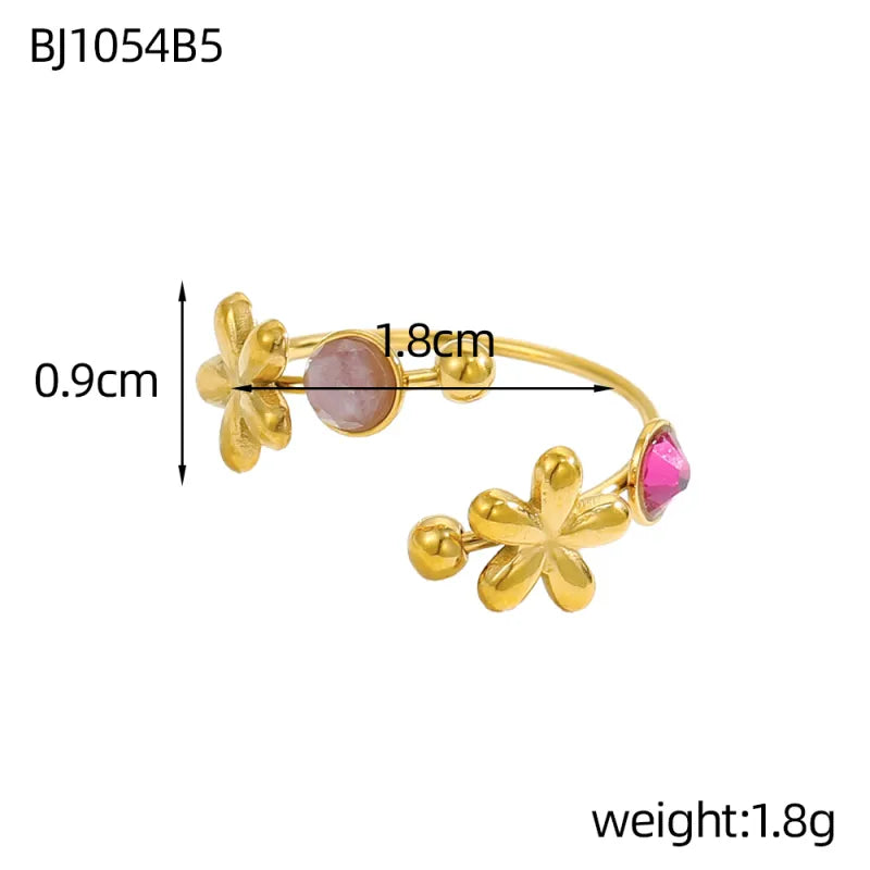 Gold Plated Flower Open Ring for Women One Size BJ1054B5 9*9*1