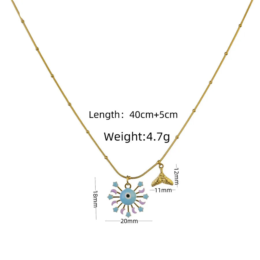 Blue Evil Eye Stainless Steel Necklace