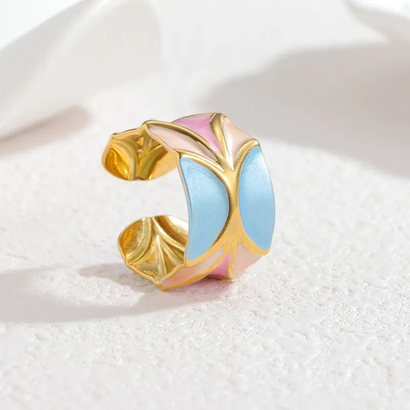 18K Gold Plated Enamel Stainless Steel Ring R881-Color
