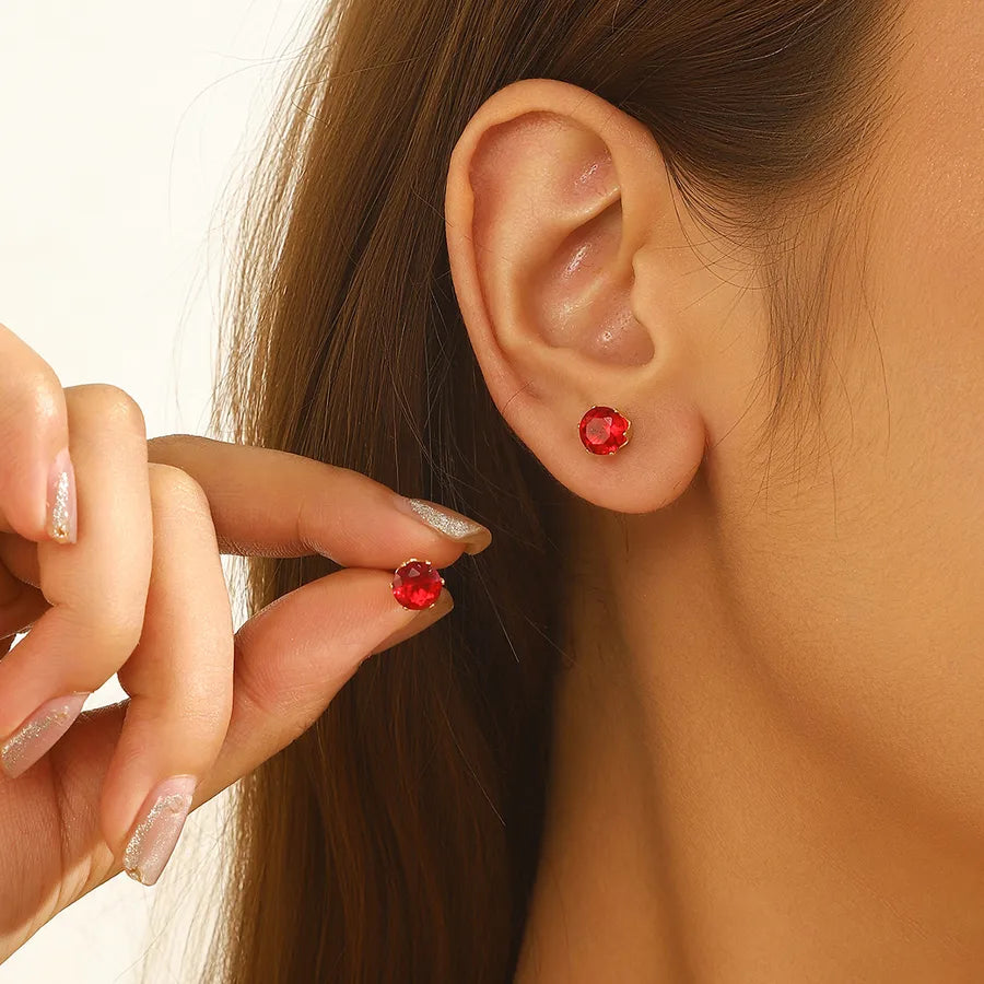 12 Pairs Gold-Plated Pearl & Zircon Stud Earrings