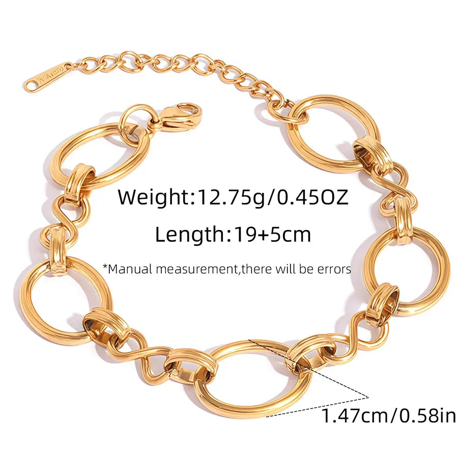 18K Gold Plated Geometric Stainless Steel Bracelet adjustable Gold 1pc Geometric Stainless Steel Bracelet