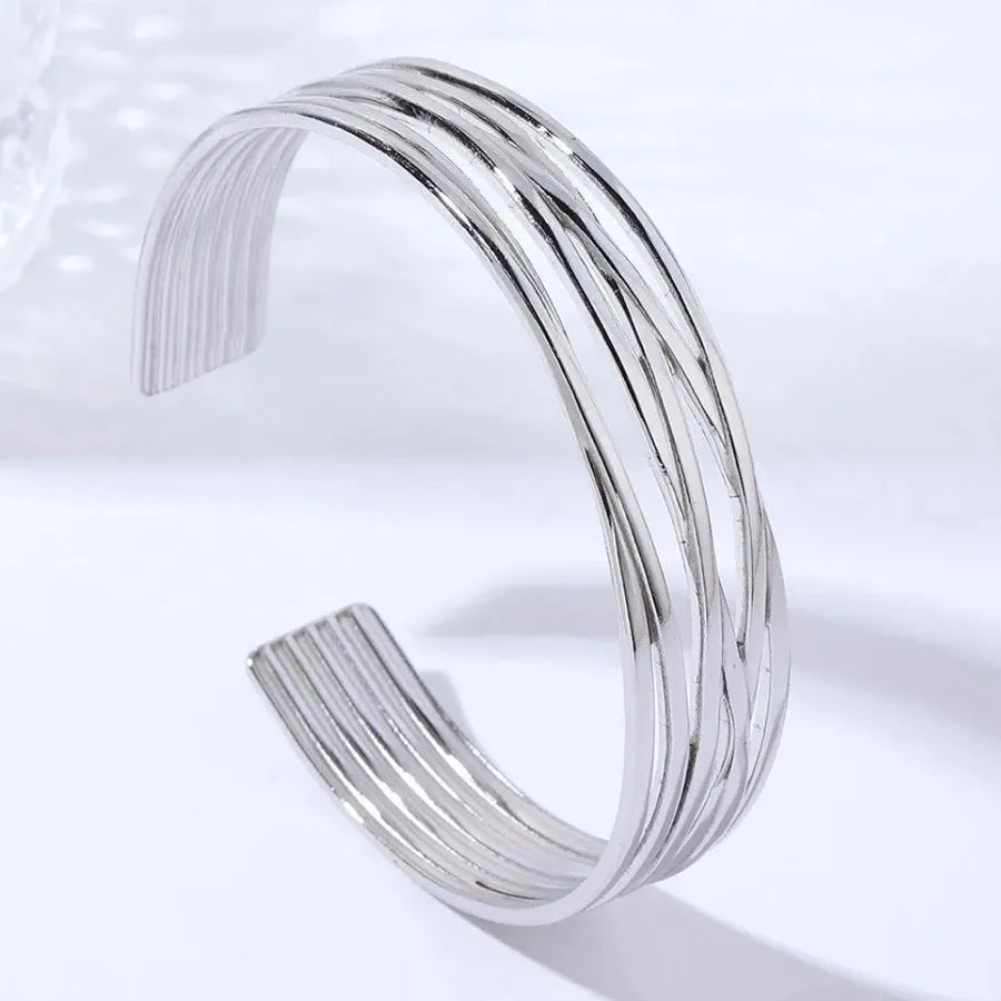 Unisex Titanium Steel Wide Cuff Bracelet WSZ007-1 Adjustable Opening