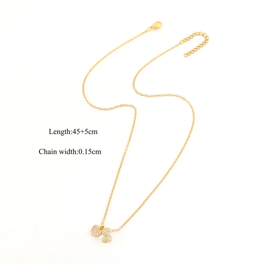 18K Gold Plated Heart Letter Pendant Necklace Gold S