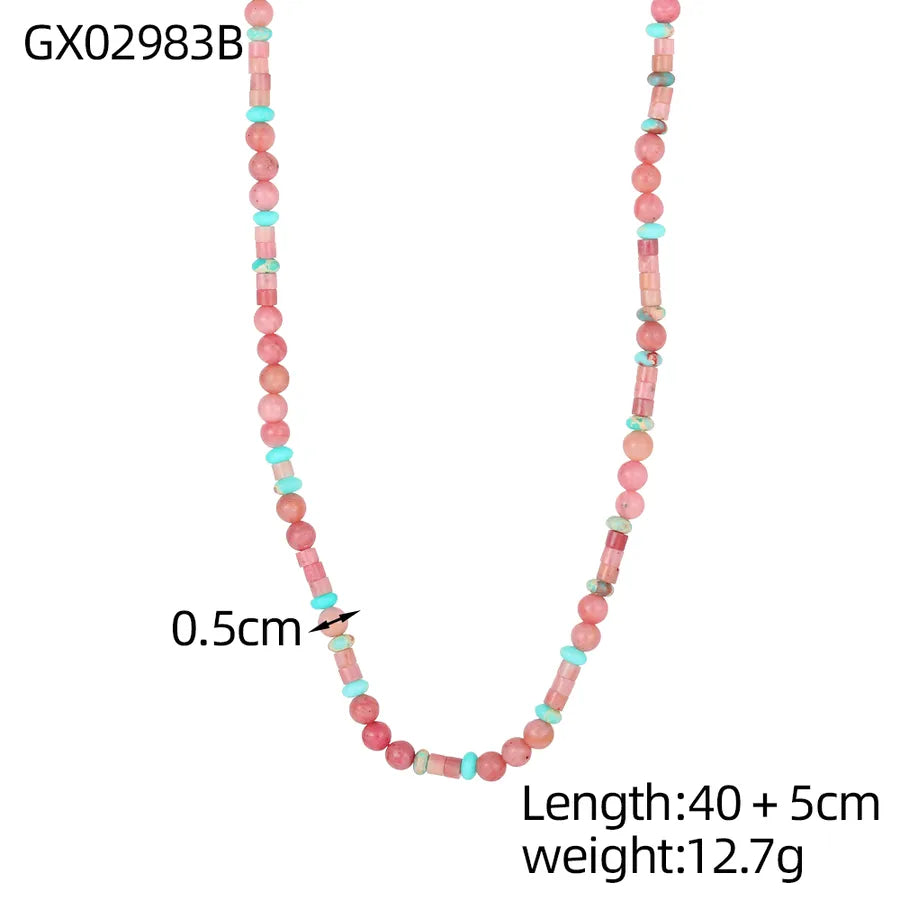 Handmade Natural Stone Layered Necklace GX02983B