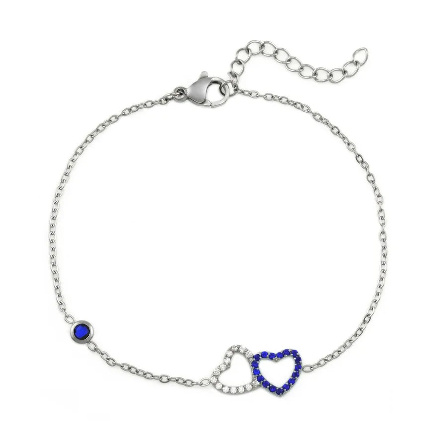 Heart-Shaped Zircon Titanium Steel Bracelet B0236S Double Heart Bracelet