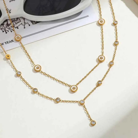 18K Gold Plated Zircon Geometric Necklace
