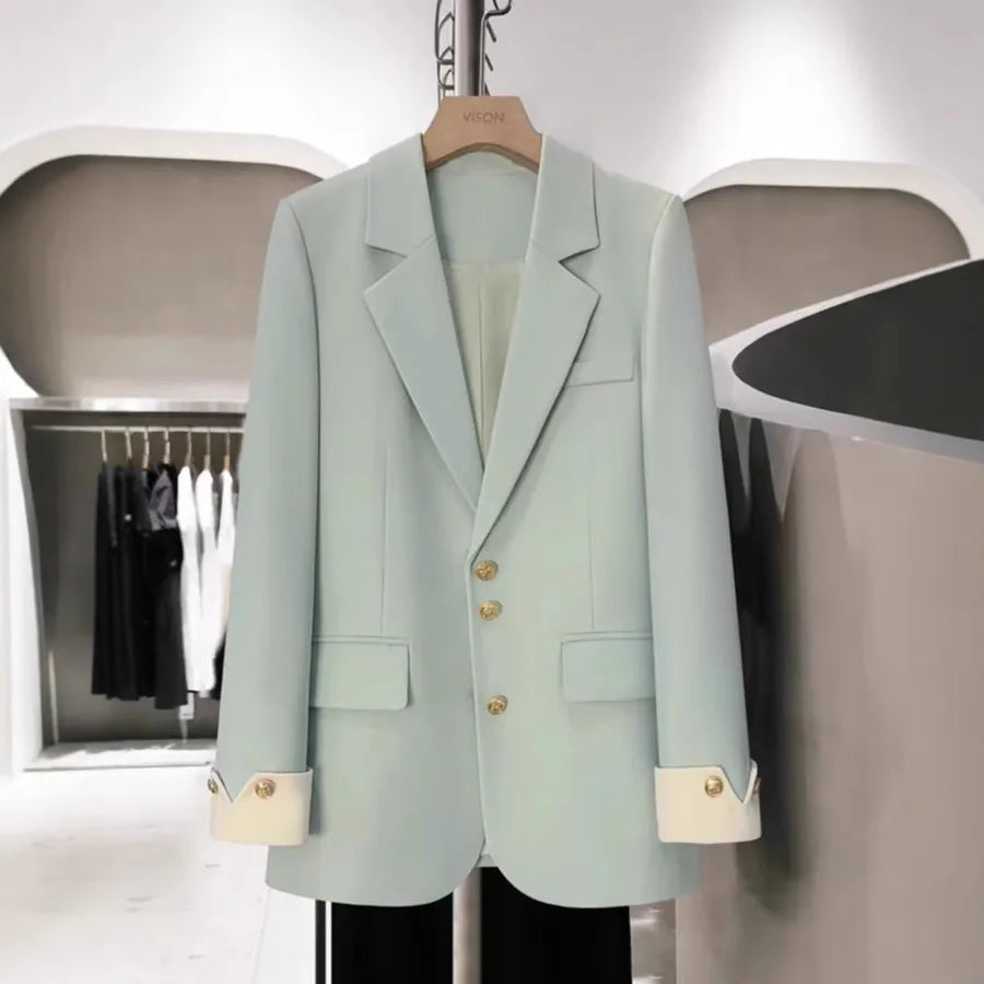 Women's Patchwork Sleeve Blazer - British Style