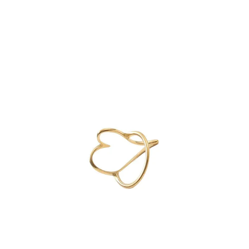18K Gold Heart Cutout Titanium Steel Ring