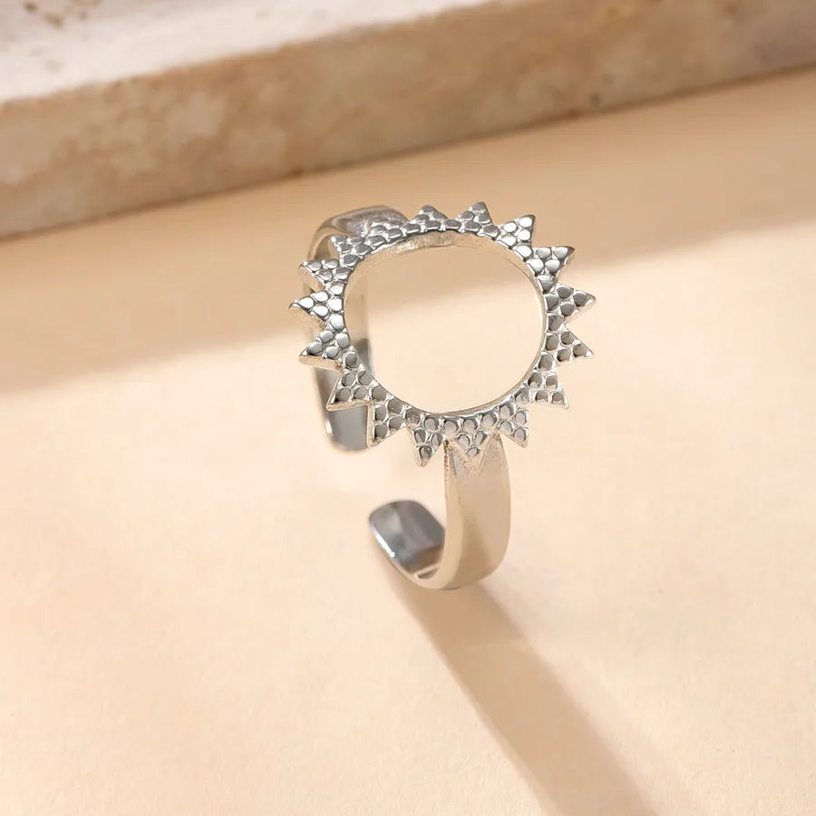 Stainless Steel Star & Moon Open Ring Average Size YYJZ72S