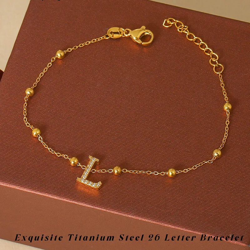 Elegant Letter Bracelet in 304 Stainless Steel Gold Letter [L] Bracelet B0021LG