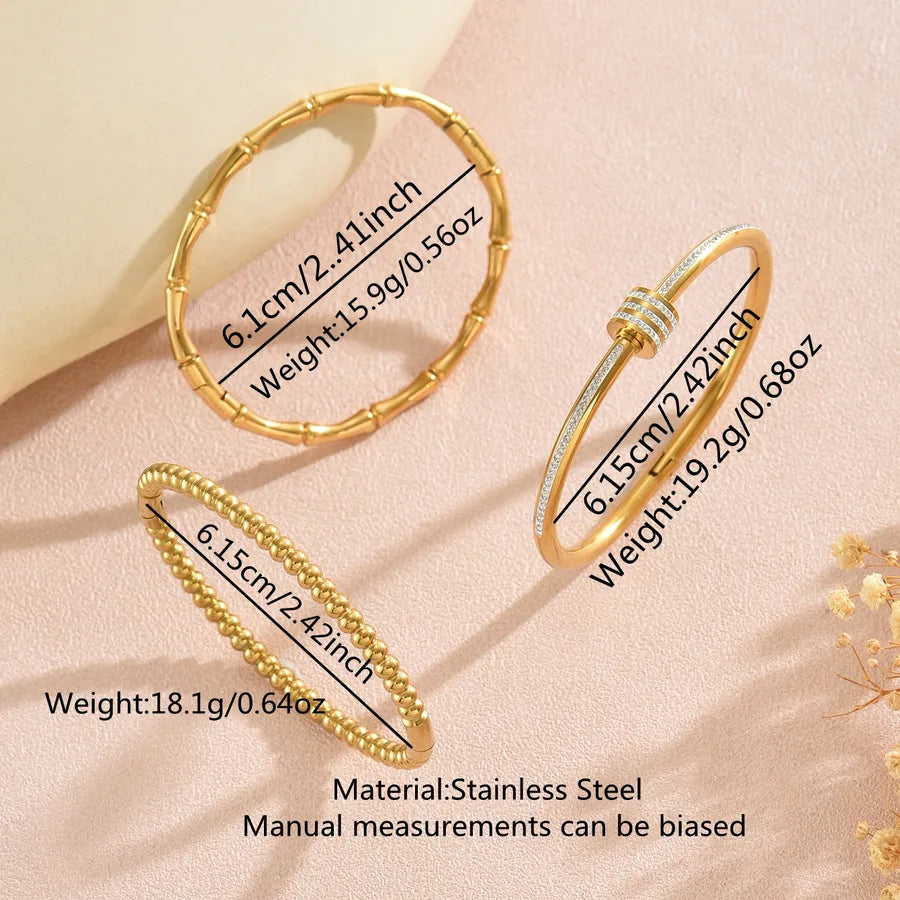 Gold Bamboo Geometric Bangle Bracelet for Women