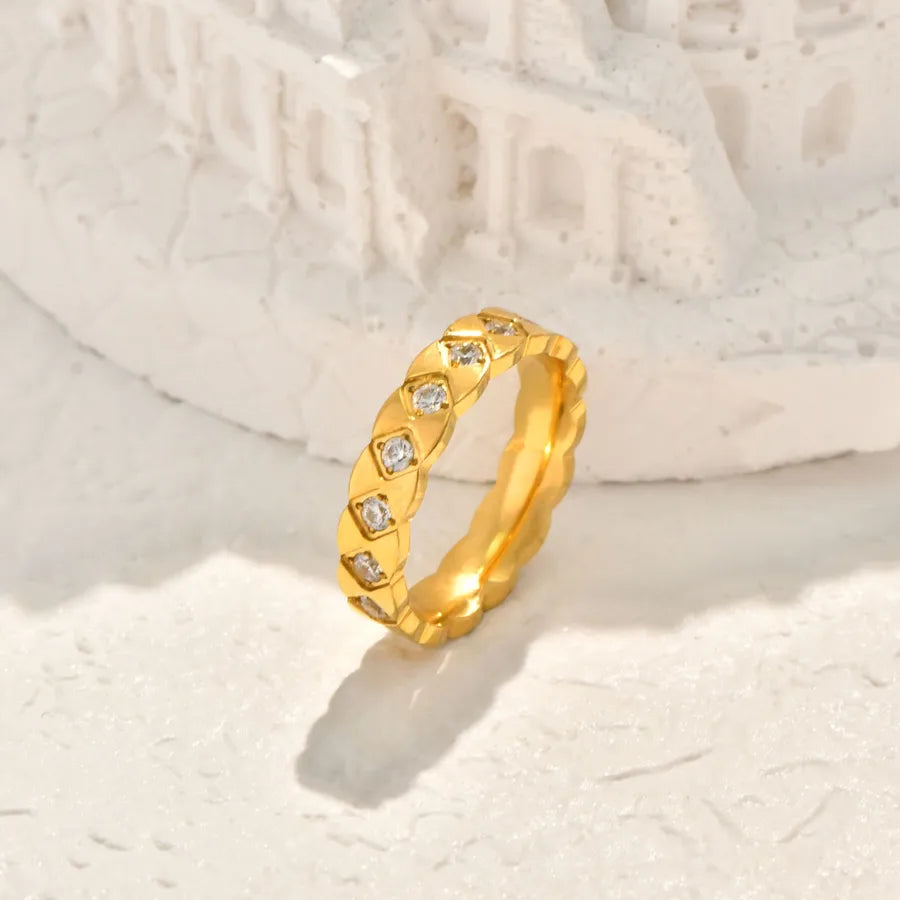 18K Gold Plated Geometric Zircon Ring