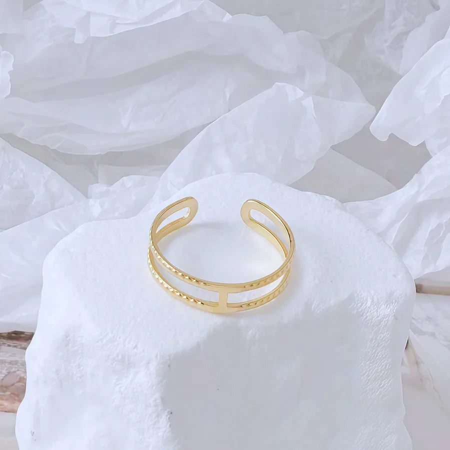 Gold Bamboo Titanium Steel Open Ring Adjustable Opening Golden Hydraulic J39