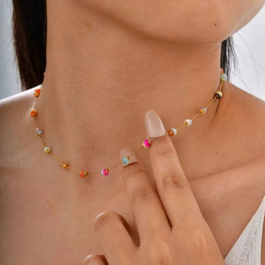 Women's Color Block Stainless Steel Necklace