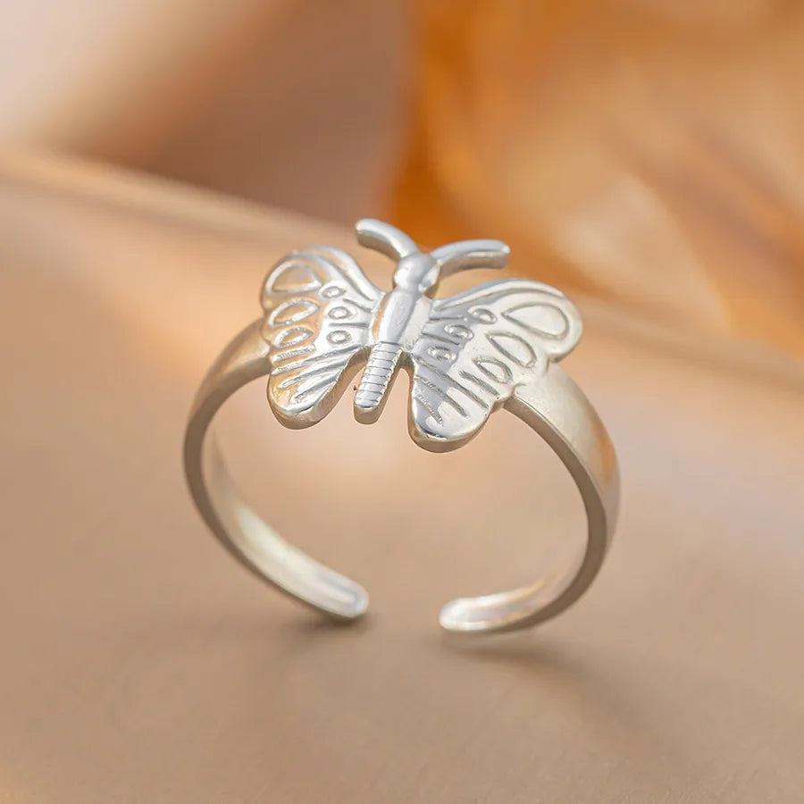 Gold Plated Geometric Titanium Steel Open Ring K114 Gold Ring Adjustable