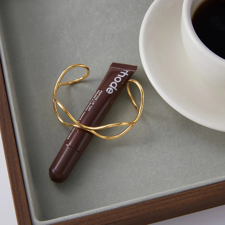 Gold Double Layer Open Bangle Bracelet