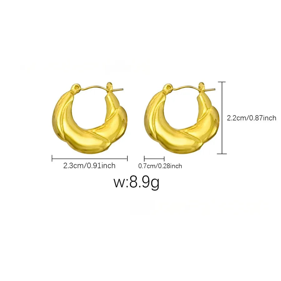 Elegant Gold Titanium Steel Hoop Earrings