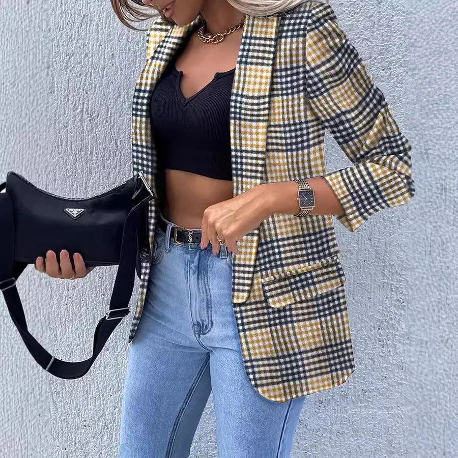 Elegant Printed Long Sleeve Blazer for Women