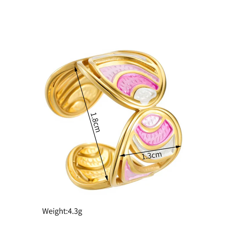 18K Gold Plated Enamel Stainless Steel Ring