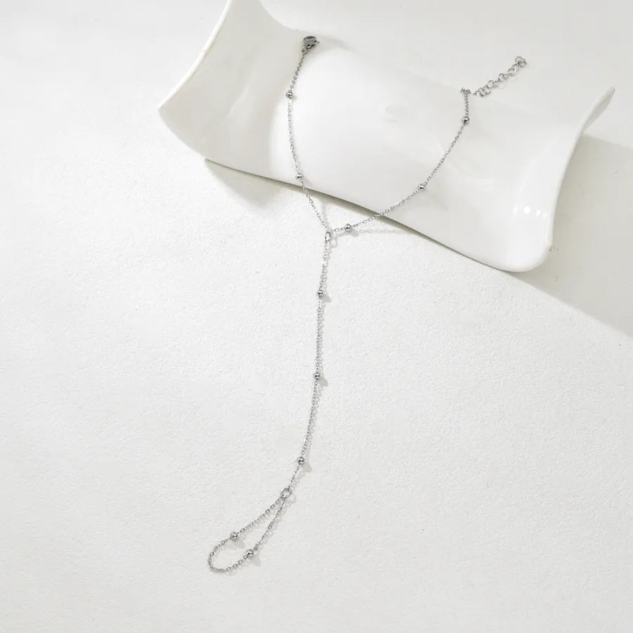 Gold Stainless Steel Finger Chain Bracelet Silver