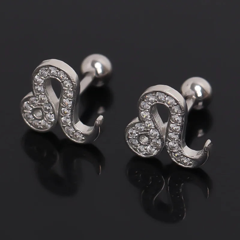 Leo Zodiac Sign Stud Earrings – Gold Stainless Steel