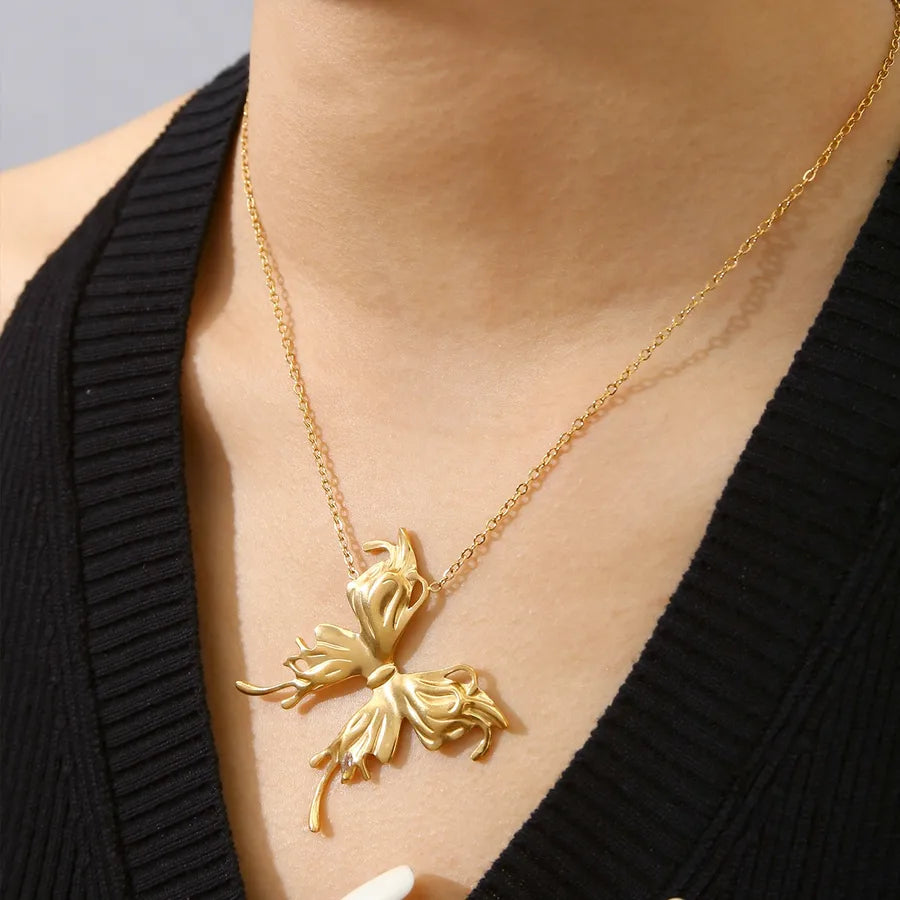 Gold Butterfly Pendant Necklace for Women