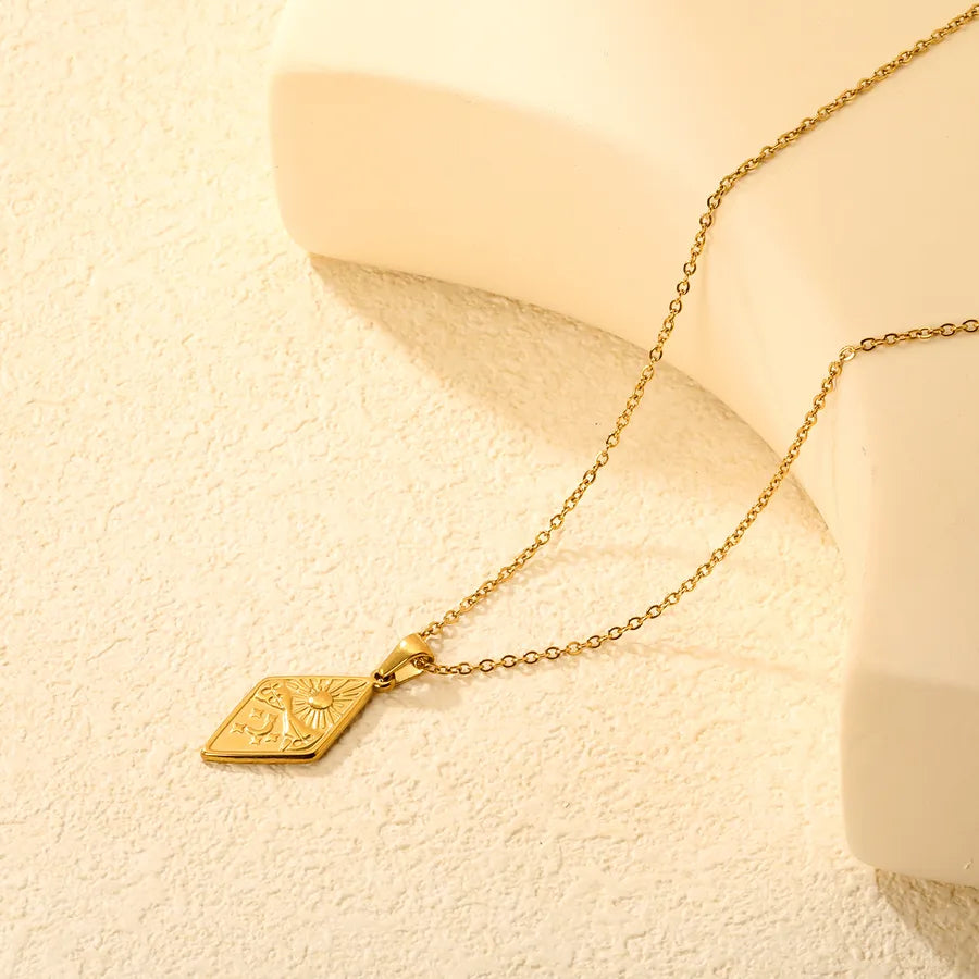 Sun & Moon Pendant Necklace – 18K Gold Stainless Steel