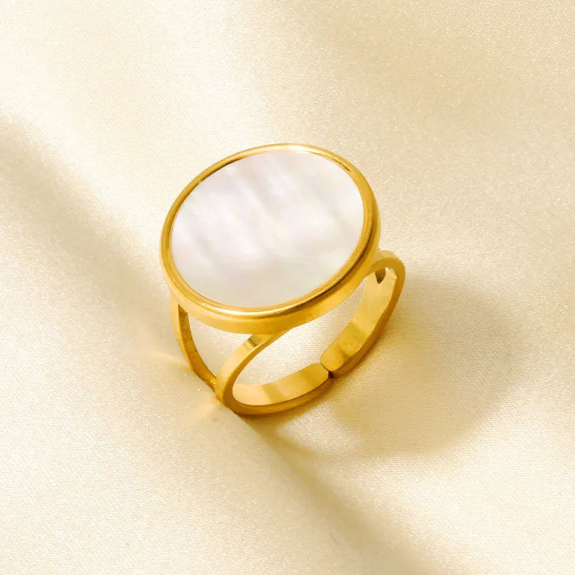 18K Gold Plated Geometric Shell Ring J930-G-W