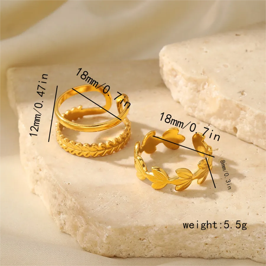 Adjustable Gold Stainless Steel Open Ring Average Size Gold 007#