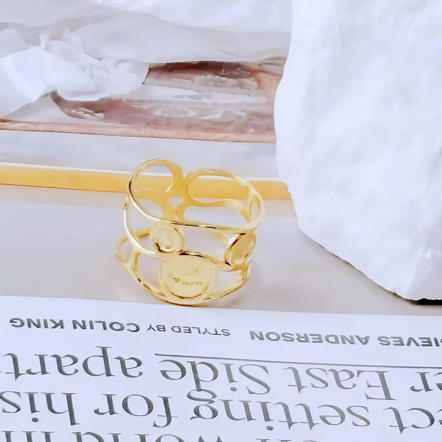 Gold Bamboo Titanium Steel Open Ring Adjustable Opening Golden Hydraulic J73