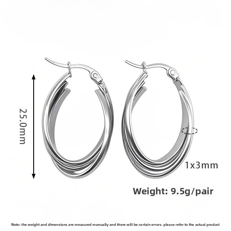 Titanium Steel Geometric U-Shaped Earrings PJER233 Steel Color 25mm