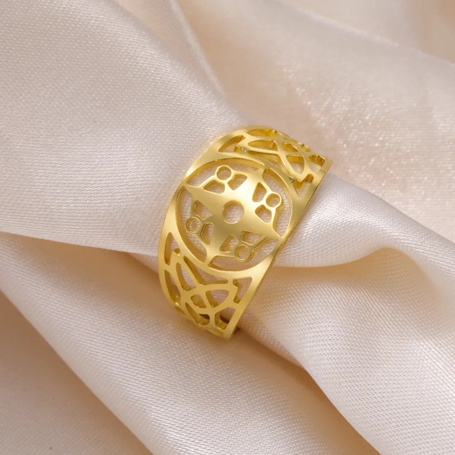 Unisex Compass Open Ring – 18K Gold Stainless Steel