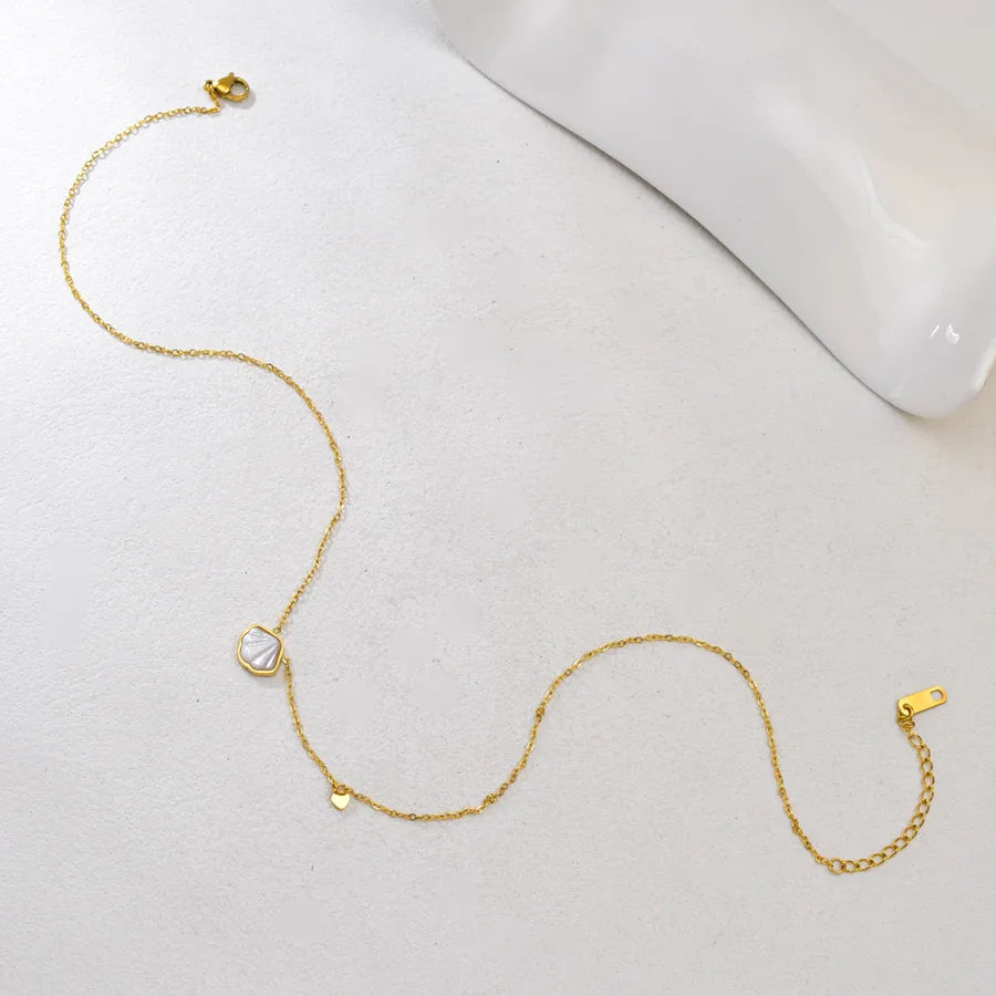 Gold Mother of Pearl Heart Pendant Necklace