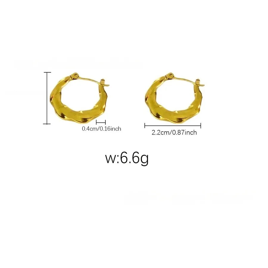 Elegant Gold Titanium Steel Hoop Earrings Gold Earrings 18
