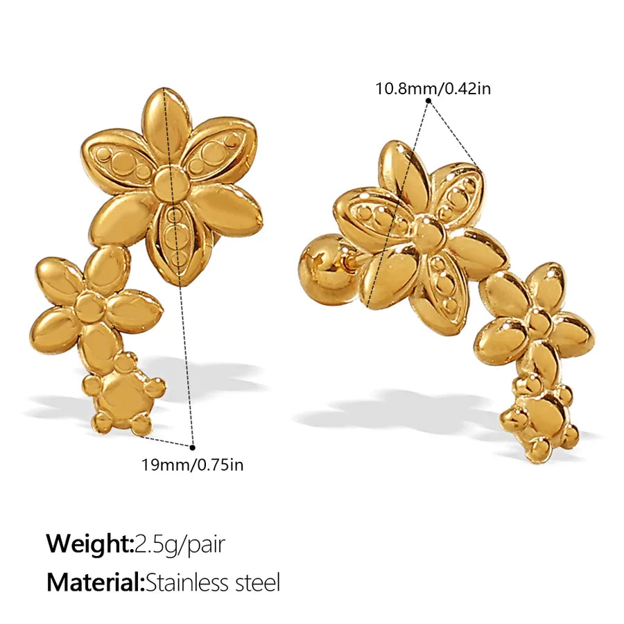 Gold Plated Stainless Steel Bear Earrings EH1199G Piercing Earrings