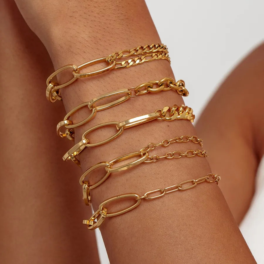 18K Gold Paperclip Titanium Steel Bracelet