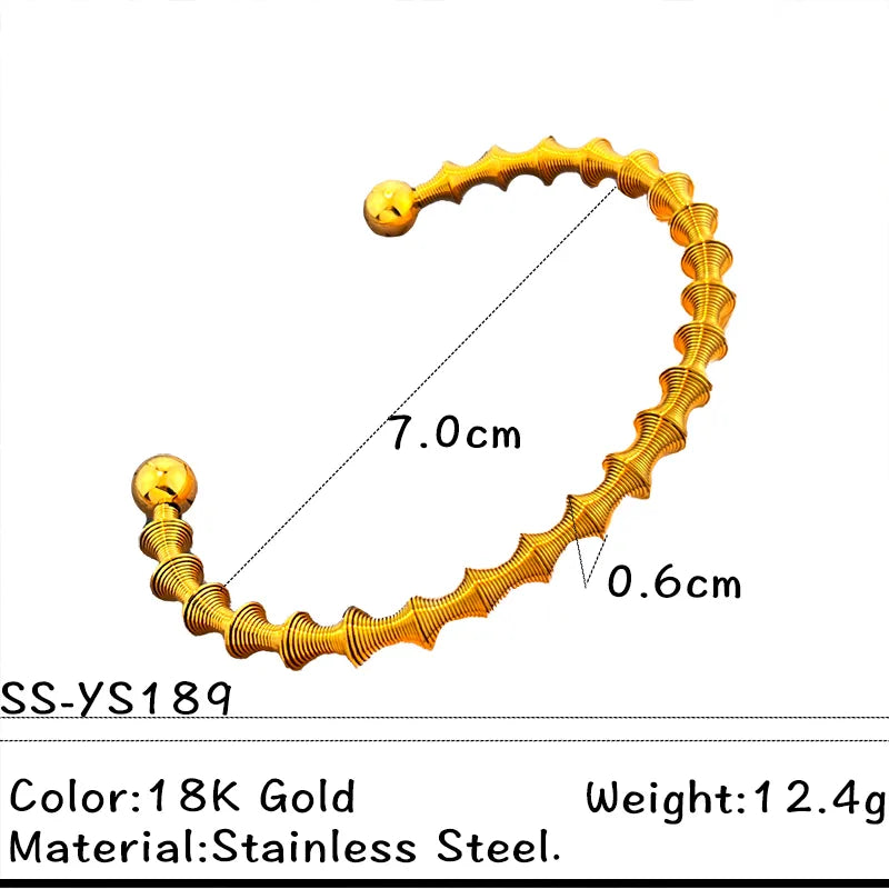 Gold Stainless Steel Cuff Bracelet for Women & Men Gold SS-YS189