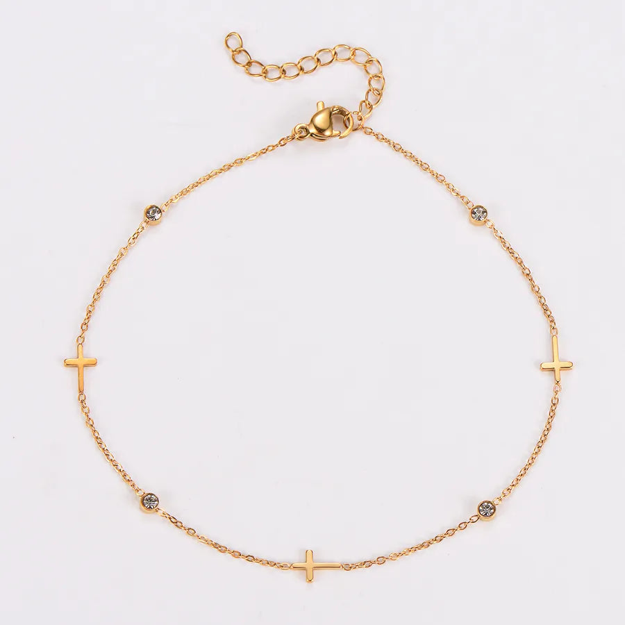 Gold Cross Stainless Steel Anklet for Women Gold Cross