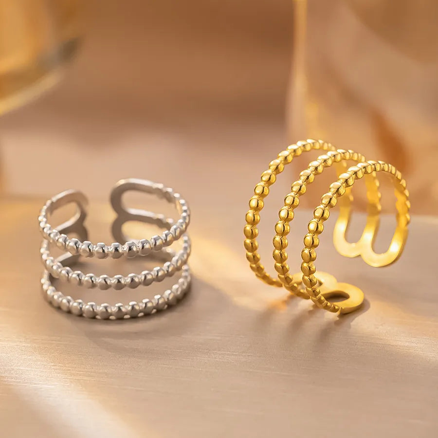 Geometric Titanium Steel Couple Ring