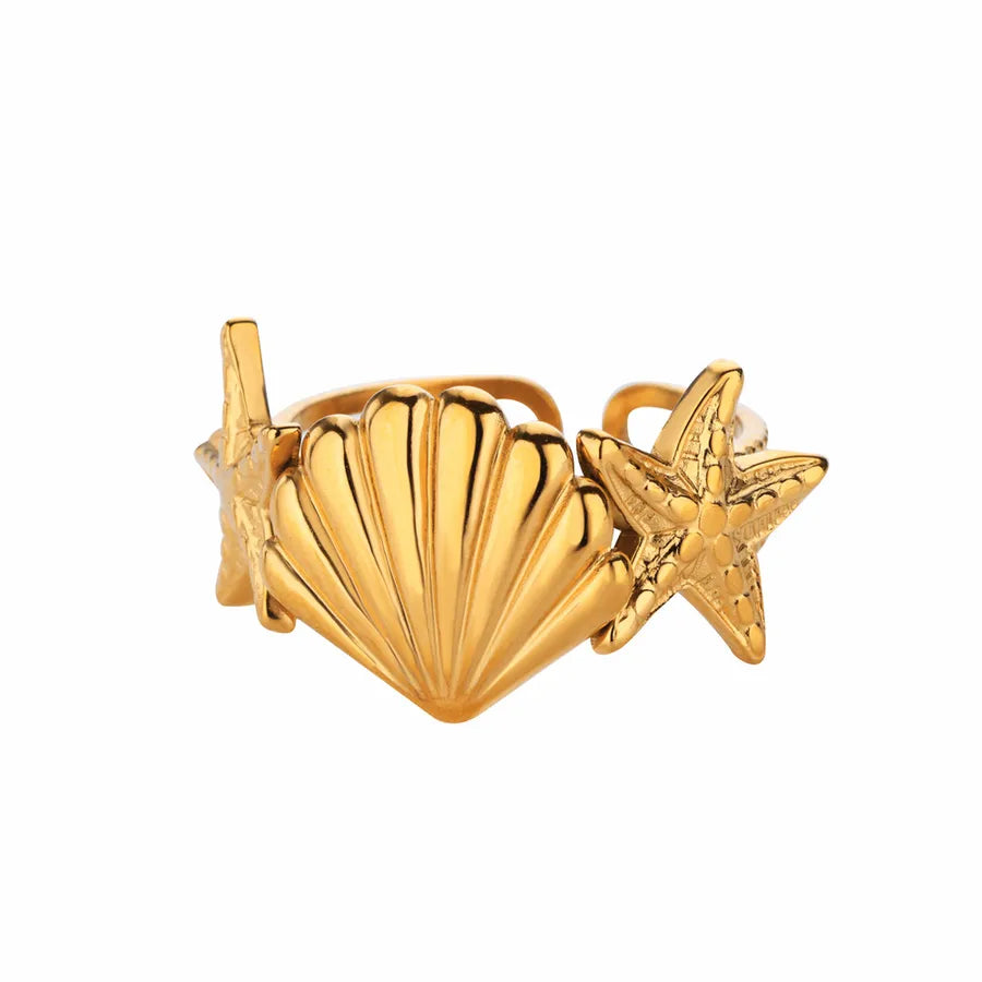 Gold Starfish Adjustable Ring – Stainless Steel 9