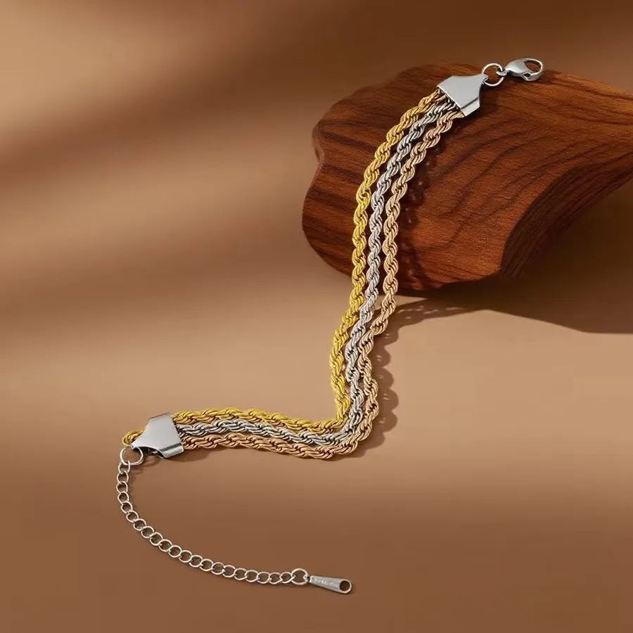 Women's Multi-Layer Geometric Bracelets Set S02059-Twist Three Layers-Bracelet-Three Colors