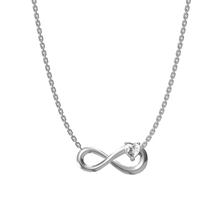 Titanium Infinity Necklace with Zircon N0077S Steel Color Love Model