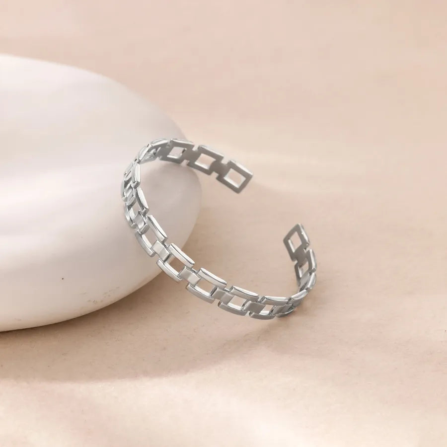 18K Gold Leaf & Flower Stainless Steel Bangle