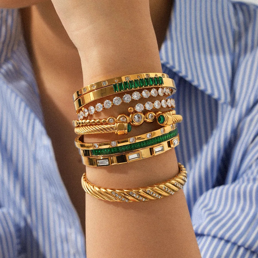 18K Gold PVD Stainless Steel Luxury Bangle