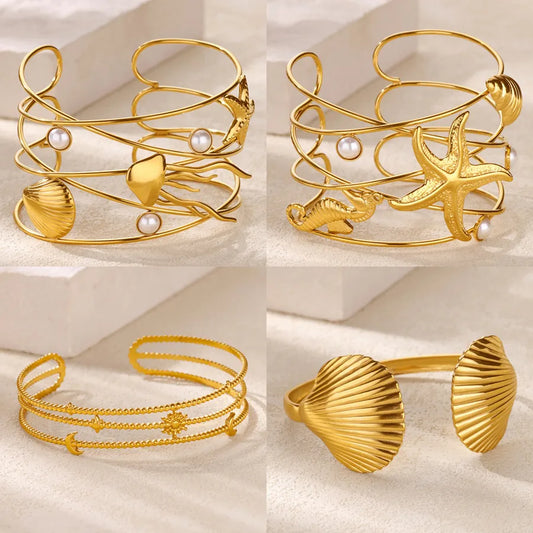 Gold Shell Stainless Steel Bracelet