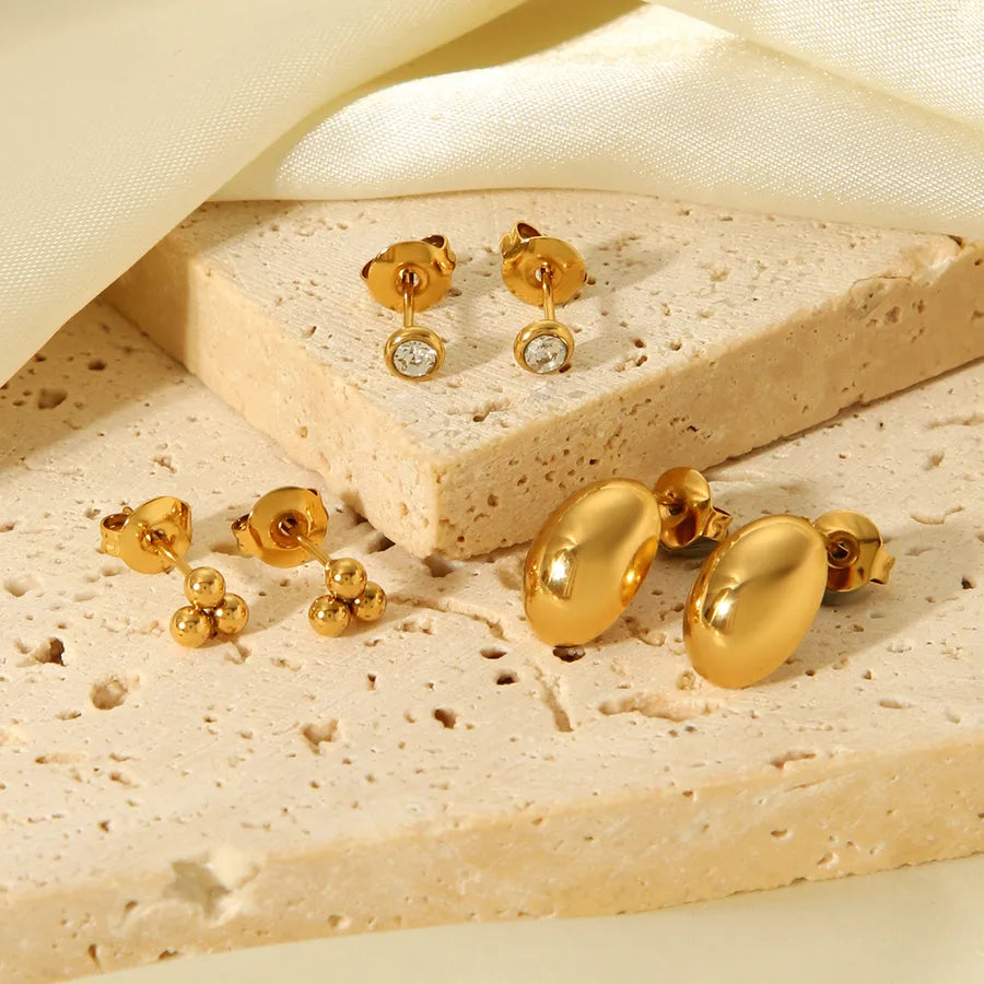 Gold Plated Zirconia Stud Earrings Set