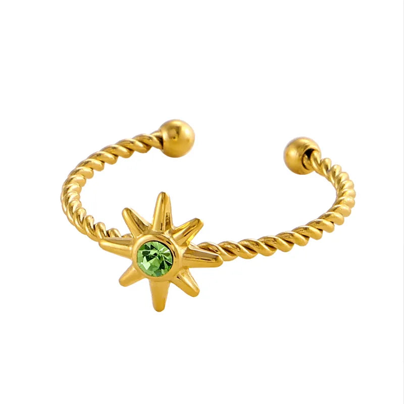 18K Gold Plated Titanium Steel Geometric Ring One Size BJ1162B3 9*9*1