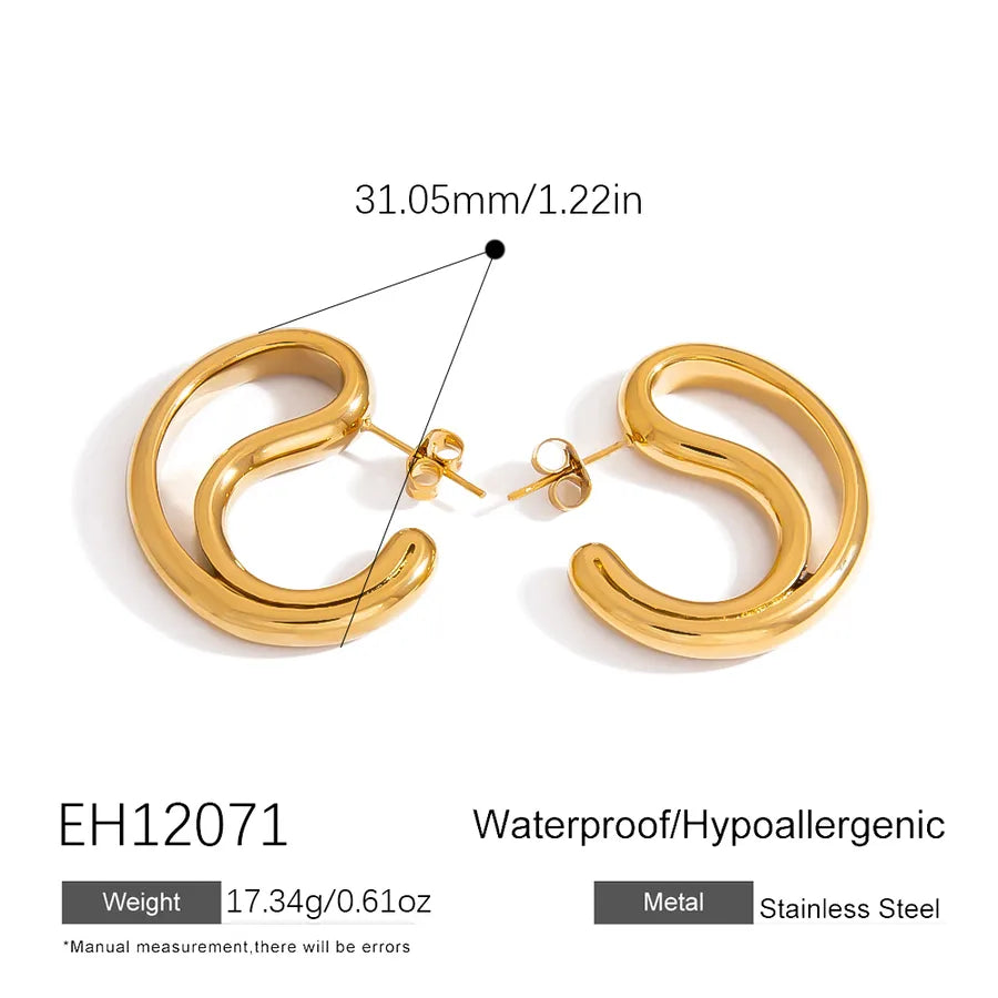 18K Gold Plated Waterdrop Stainless Steel Earrings EH12071